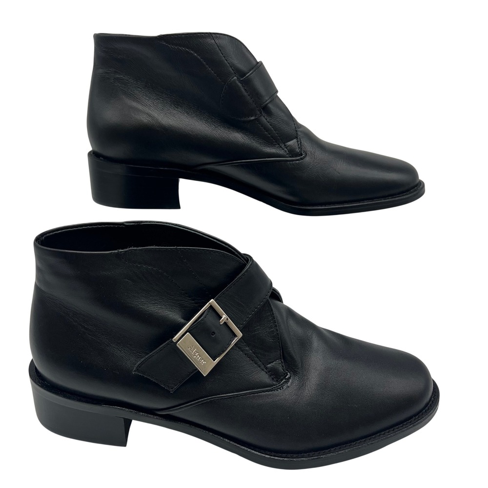 Vintage Etienne Aigner Dorian Showtime Black Leather Monk-Strap Ankle Bootie 90s